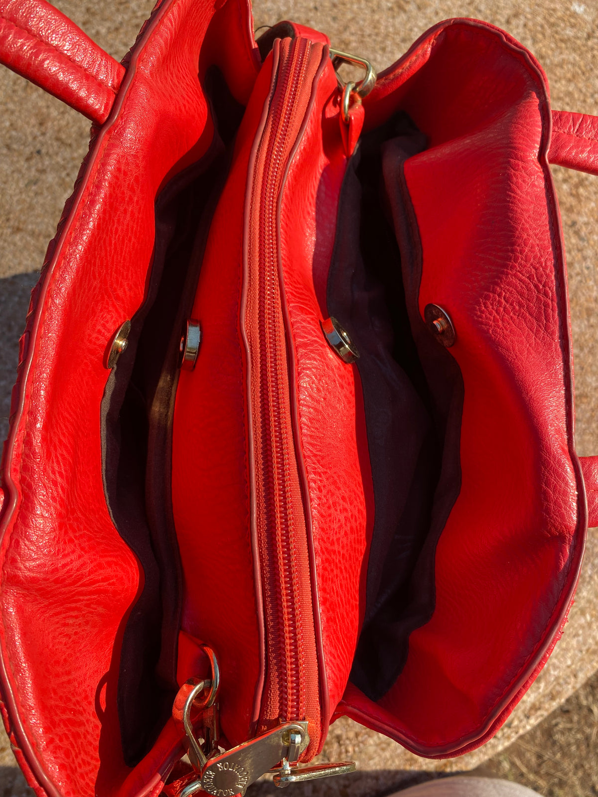 Elequator Red Woven Leather Bag