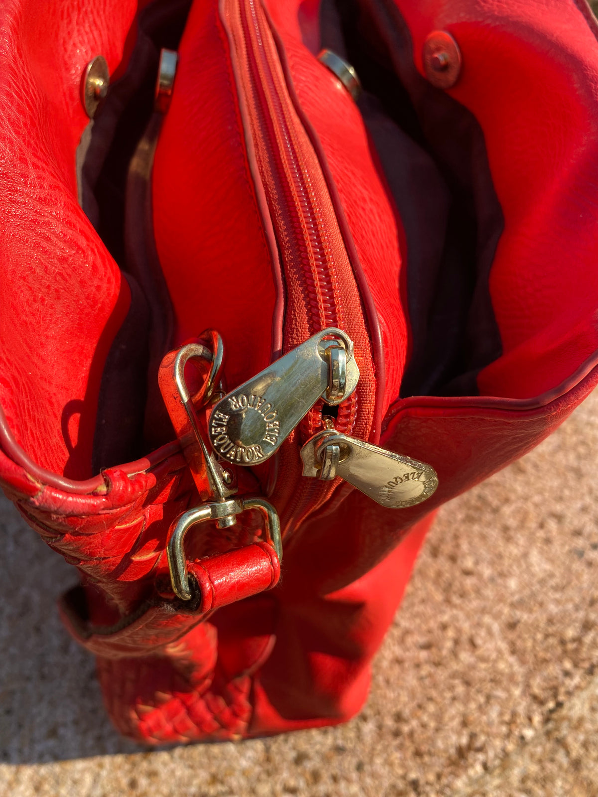 Elequator Red Woven Leather Bag