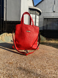 Elequator Red Woven Leather Bag